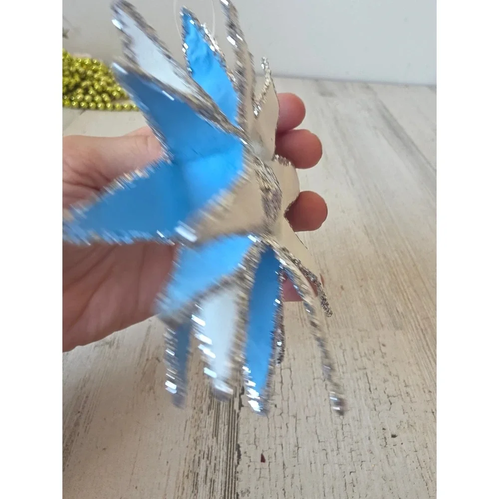 Glitter star ball silver ornament Xmas paper tree
